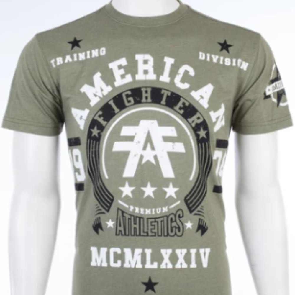 AMERICAN FIGHTER Mens Short Sleeve DALTON Crewneck T-Shirt (Military Green)